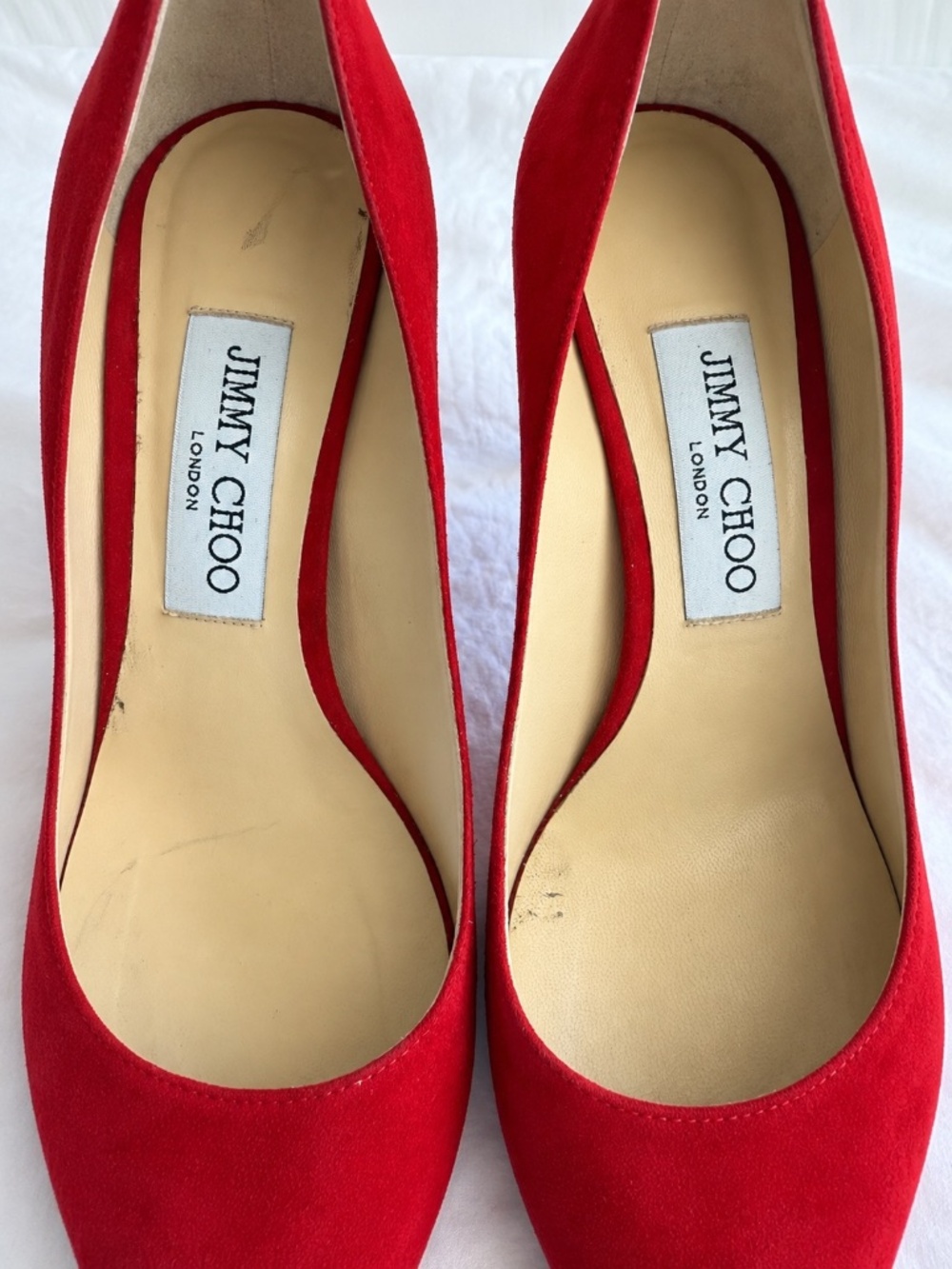 Jimmy Choo Red Suede Pointed Toe Pumps Heels Size 37 + Dust bag - Picture 6 of 7